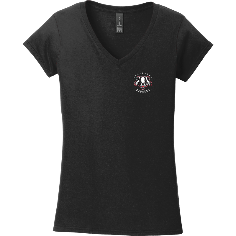Scary Badgers Softstyle Ladies Fit V-Neck T-Shirt