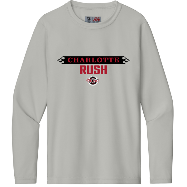 Charlotte Rush Youth Cooling Performance Long Sleeve Tee