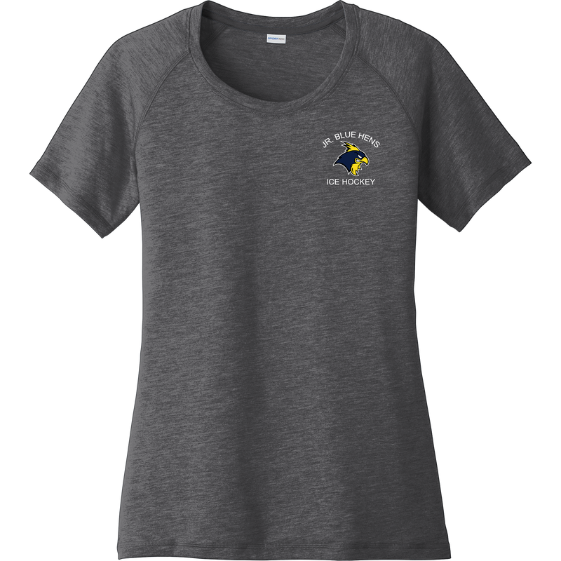 Delaware Jr. Blue Hens Ladies PosiCharge Tri-Blend Wicking Scoop Neck Raglan Tee